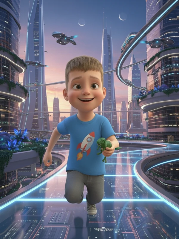 Boy running character